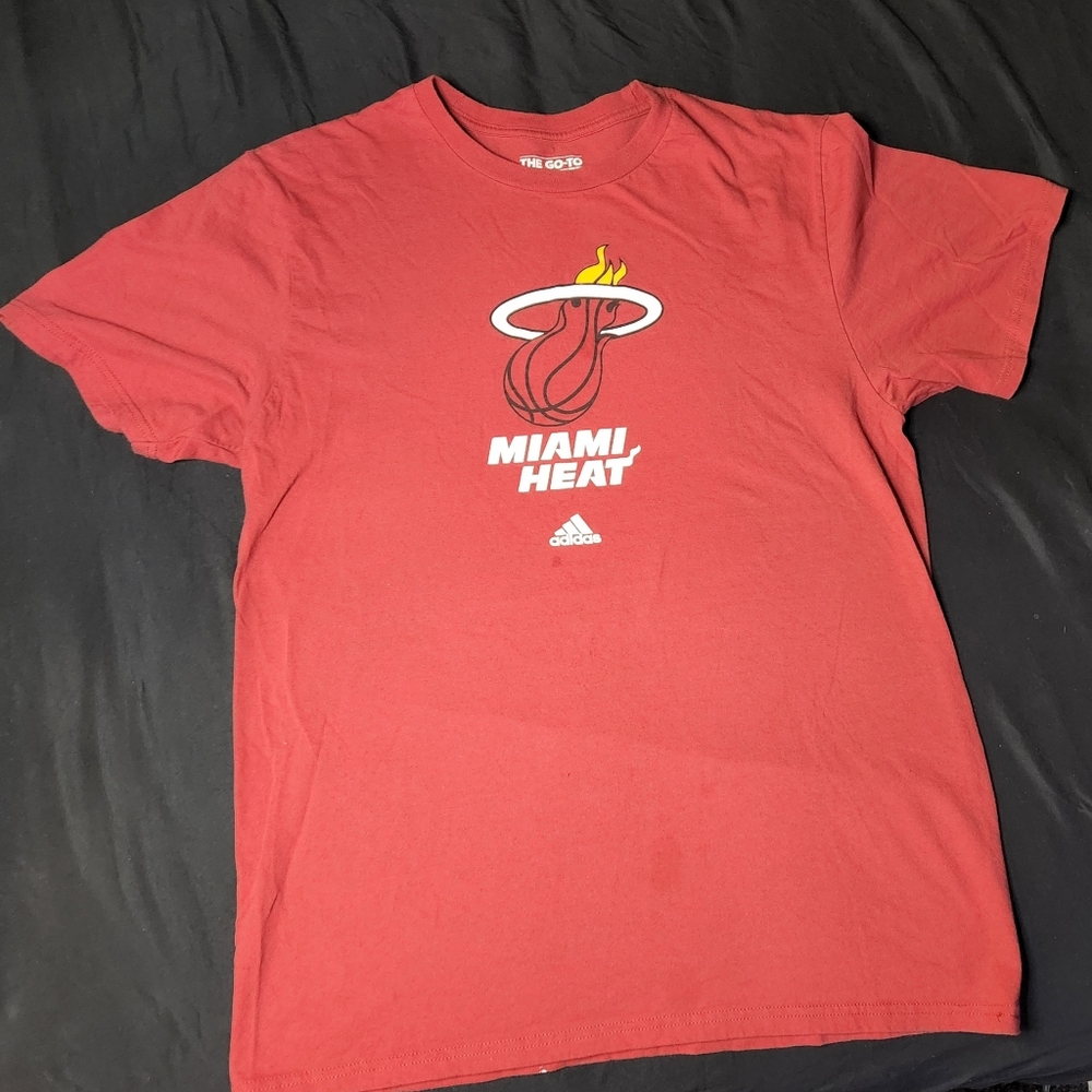 Miami Heat Shirt Adult Large Red Black NBA Basketball Adidas Men's